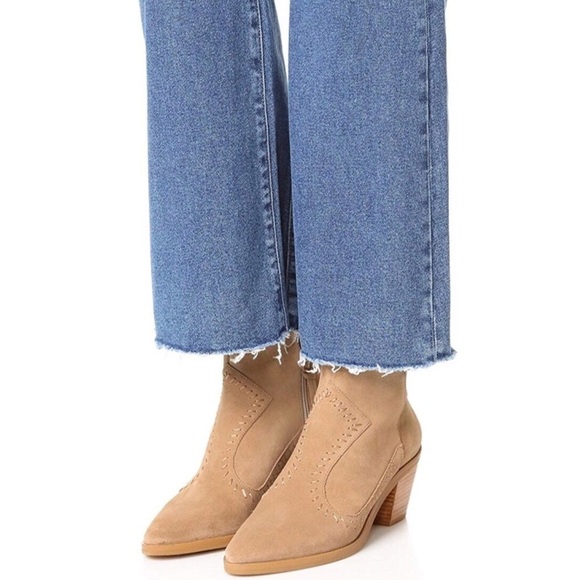 Rebecca Minkoff Lulu Western Bootie Taupe Suede 10 - Picture 1 of 8
